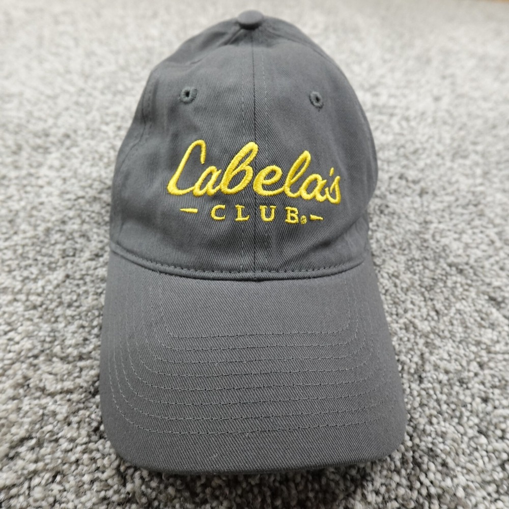 Cabelas Hat Mens Gray Yellow Adjustable Strap Back Cap Outdoor Hunting Hunter